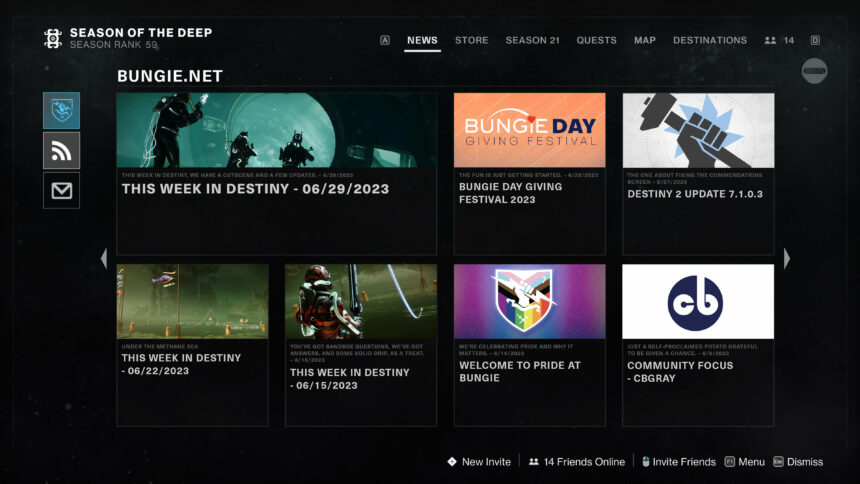 Destiny 2 In-game Mailbox System Mockup