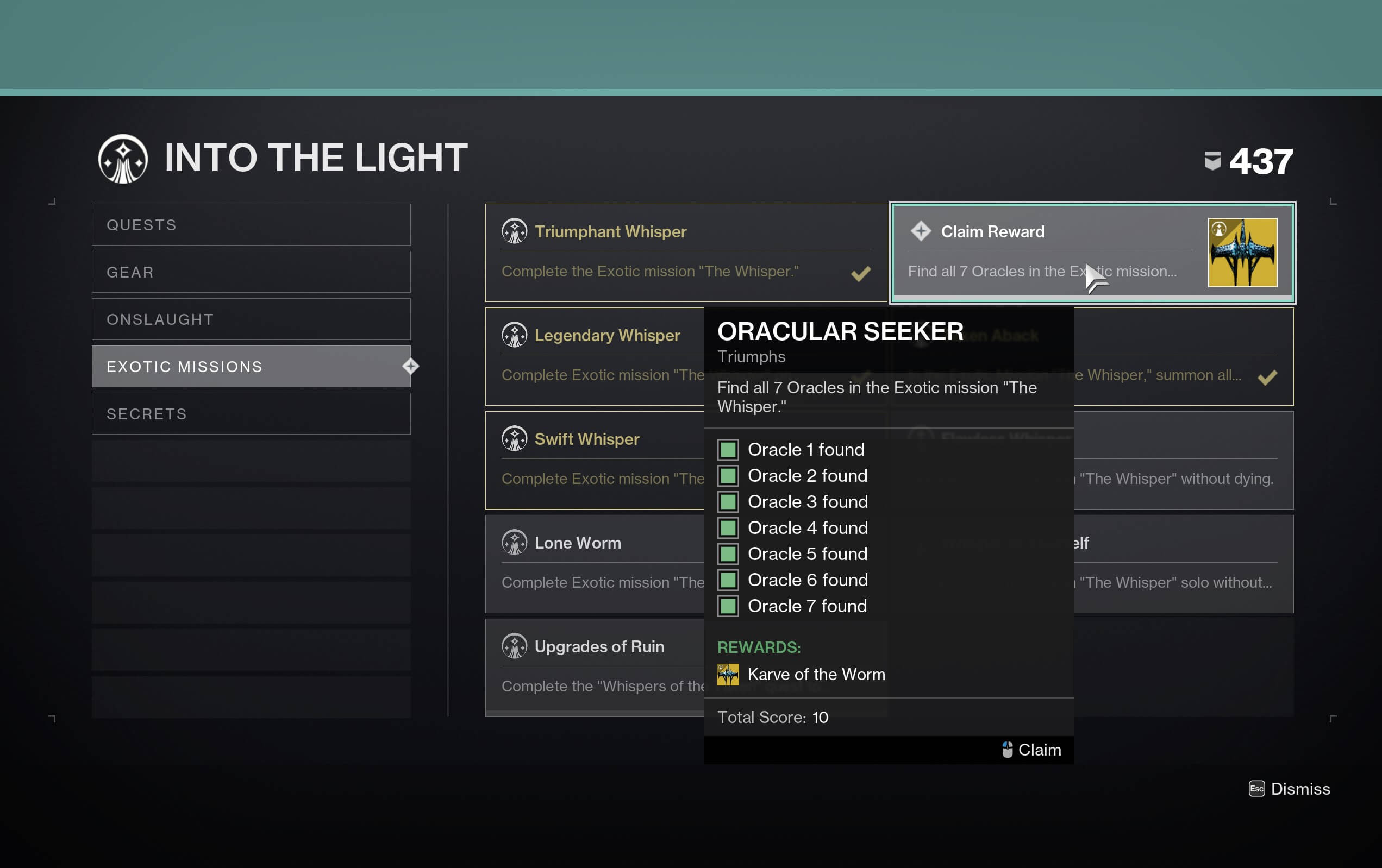 Destiny 2 The Whisper Exotic Mission: All Oracle Locations Guide