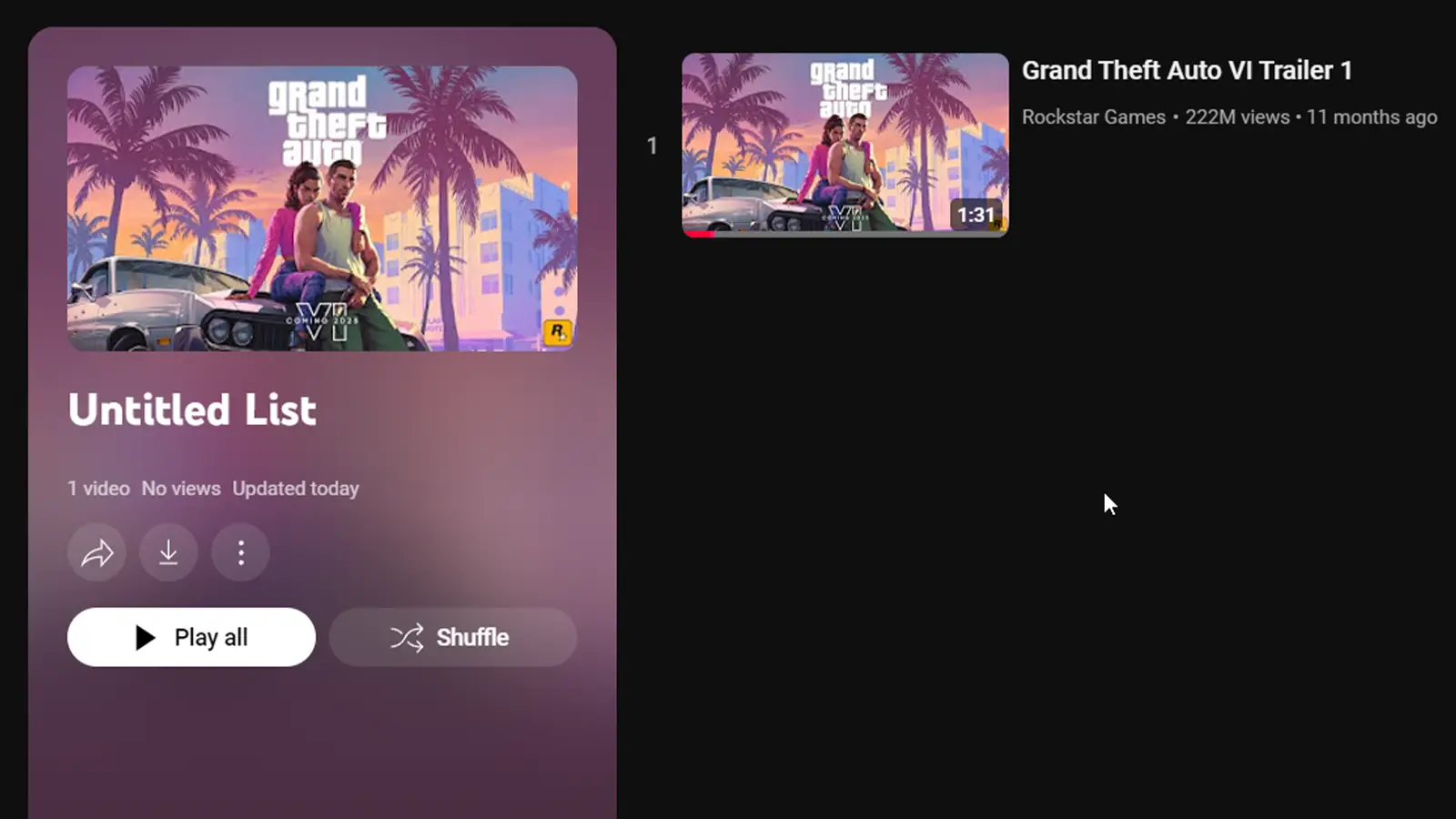 No New GTA 6 Trailer Yet, Playlist Update Explained As YouTube Bug