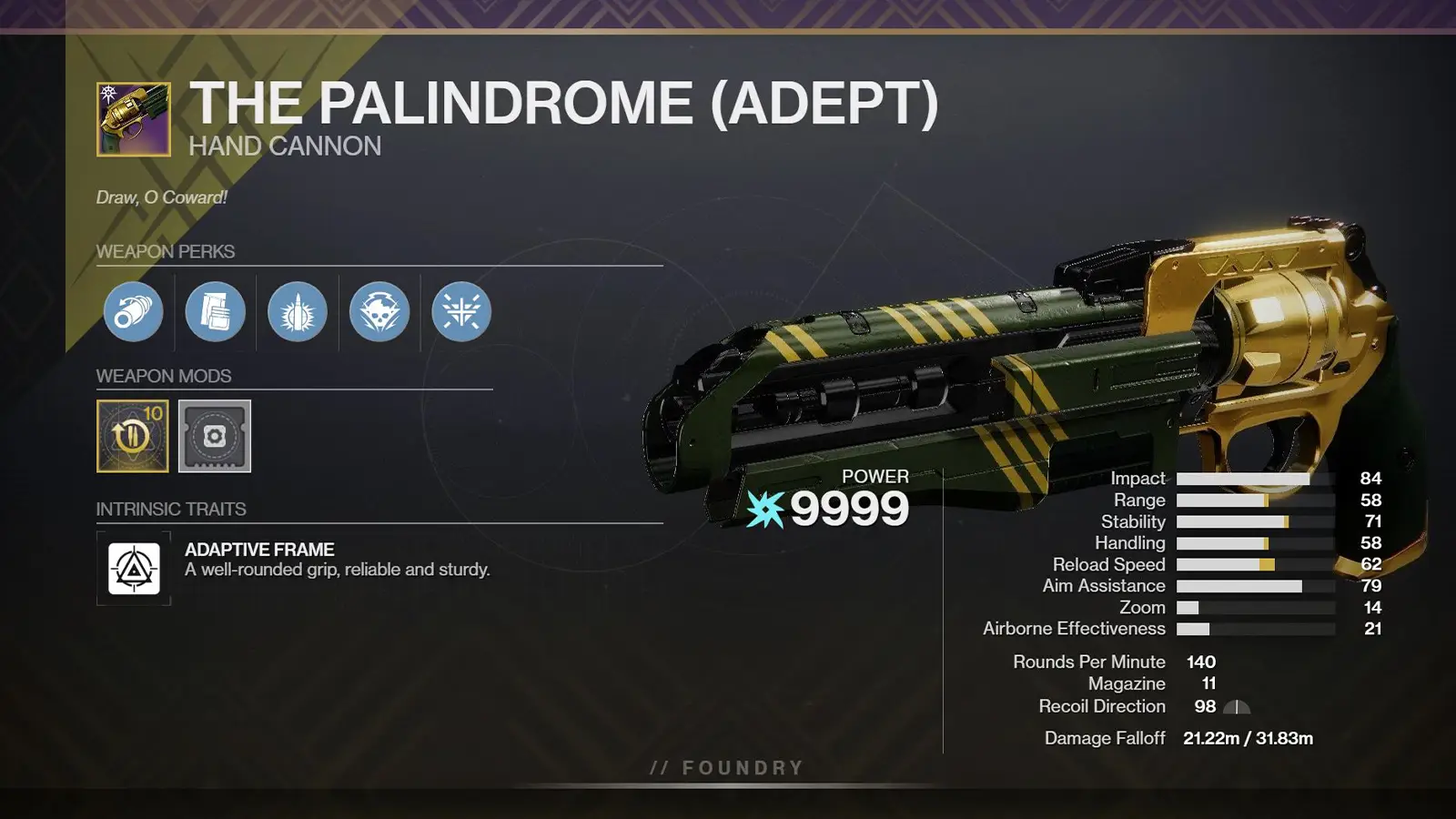 Destiny 2 The Palindrome PvP God Rolls