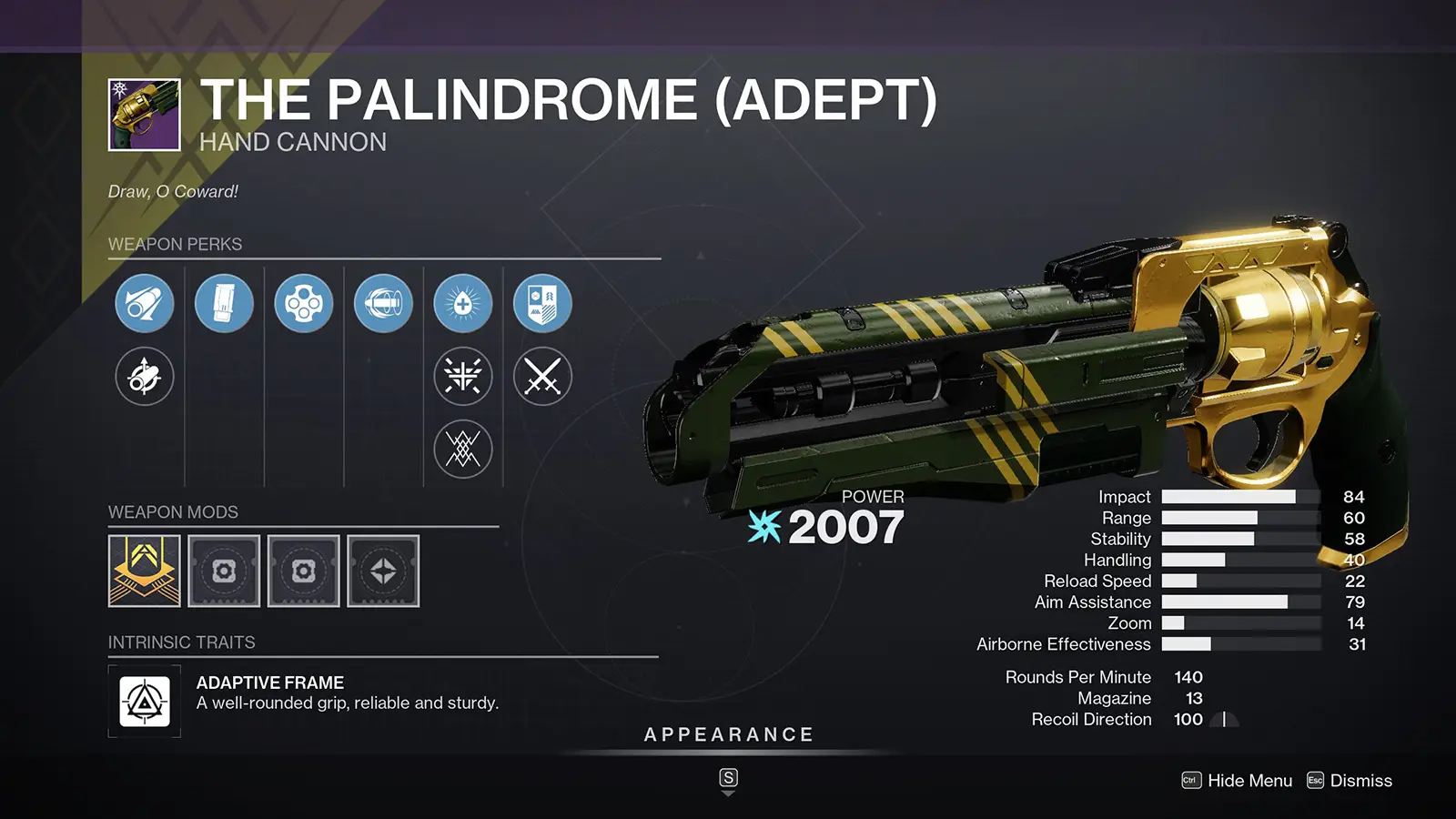 Destiny 2 The Palindrome PvP & PvE God Rolls, Stats, How to Get Guide