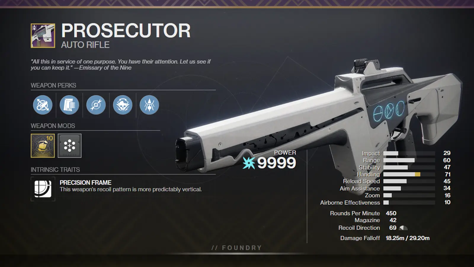 Prosecutor PvE God Roll
