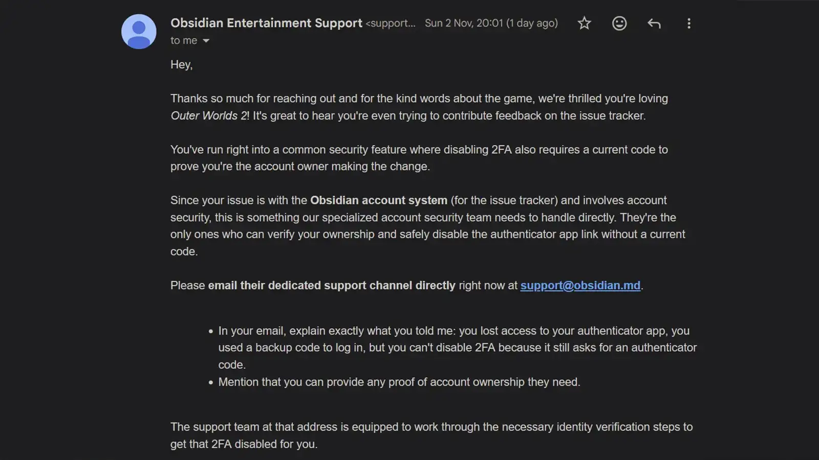 Outer Worlds 2 Dev Obsidian Entertainment’s AI Support Hallucinates, Sends Players to Wrong Obsidian